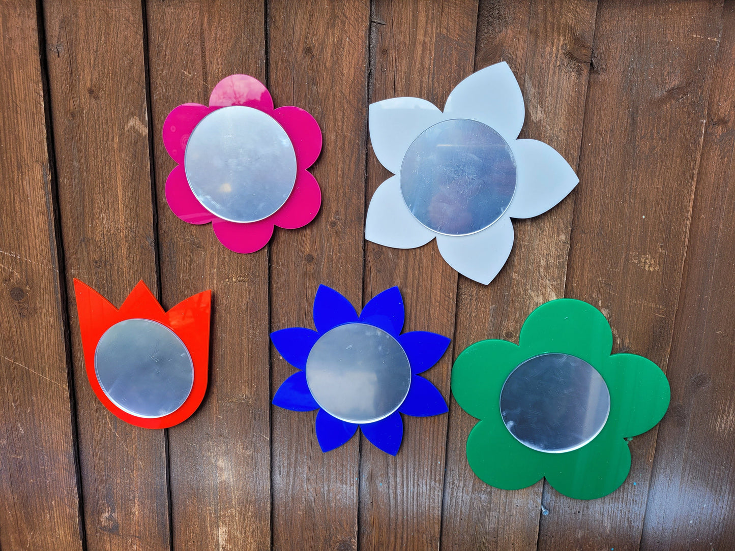SET OF 15CM FLOWER SENSORY MIRRORS (MIXED SHAPES)
