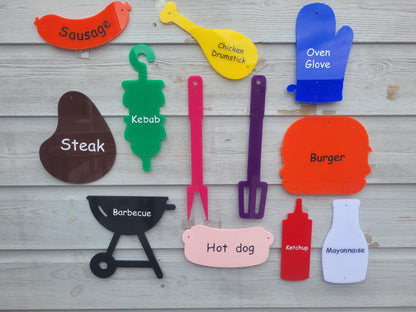 SET OF 12 BBQ SIGNS, MUD KITCHEN DECOR