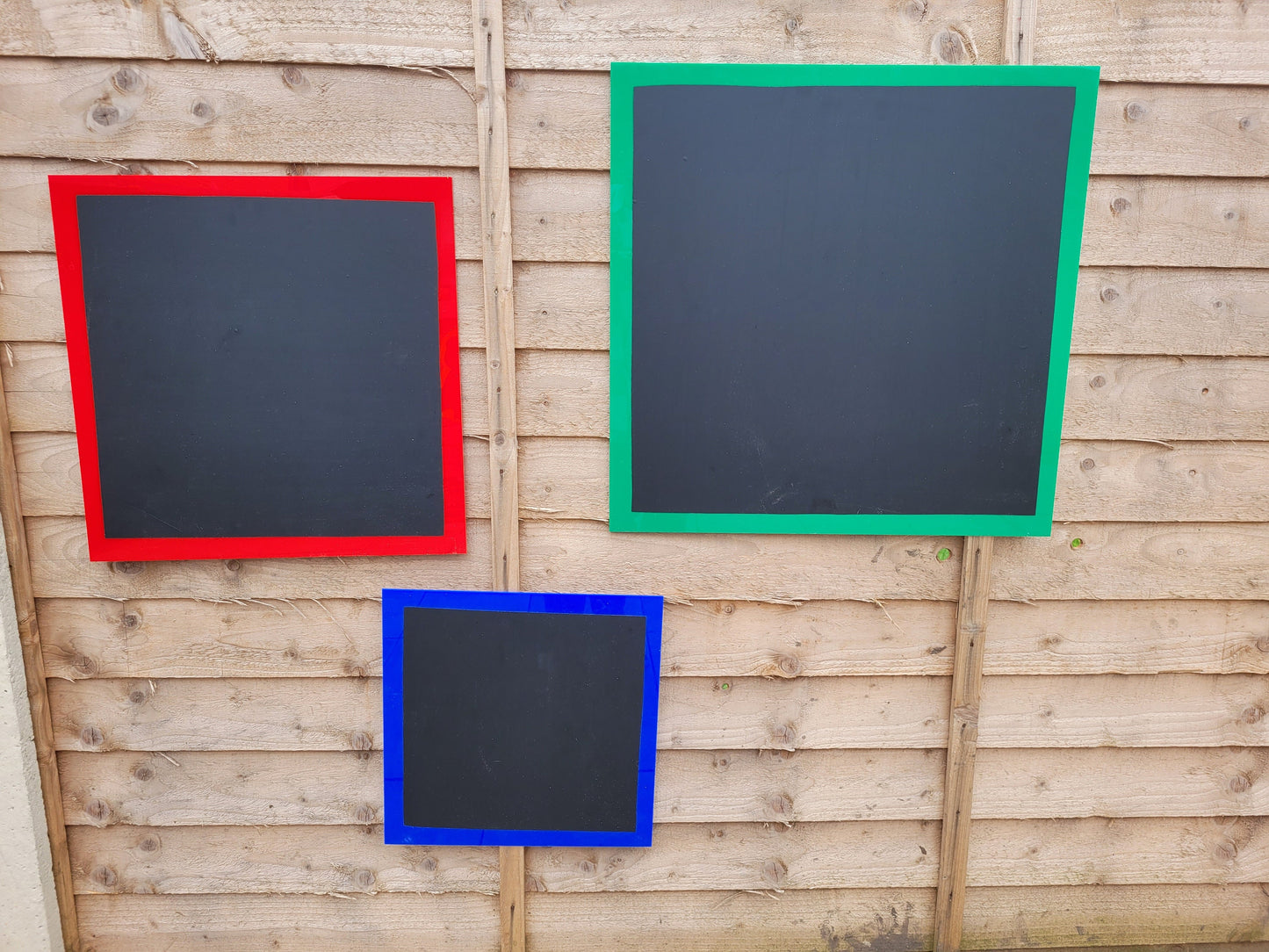 SET OF 3 SQUARE ACRYLIC CHALKBOARDS (55CM, 45CM, 35CM)