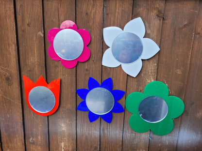 SET OF 15CM FLOWER SENSORY MIRRORS (MIXED SHAPES)