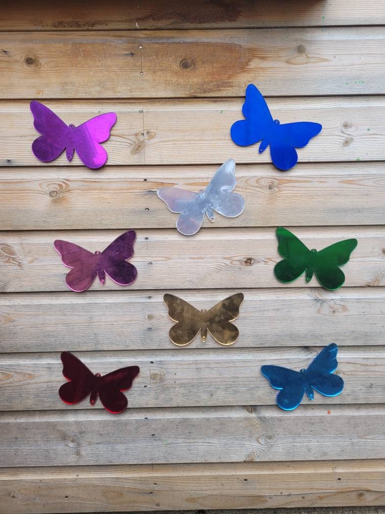 SET OF 8 COLOURED BUTTERFLY MIRRORS
