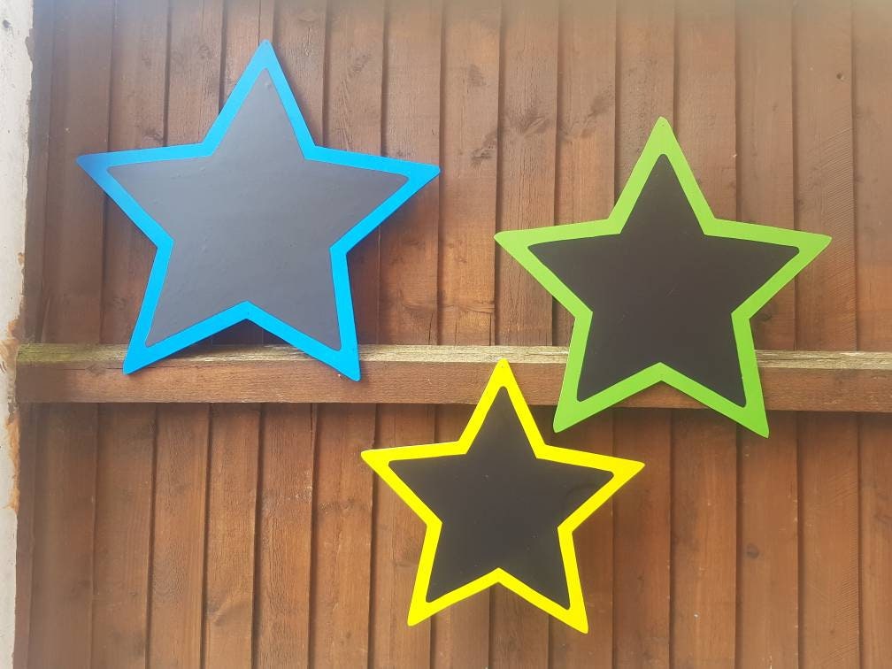 SET OF 3 STAR SHAPED GARDEN CHALKBOARDS (55CM, 45CM, 35CM)