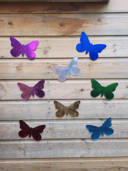 SET OF 8 COLOURED BUTTERFLY MIRRORS