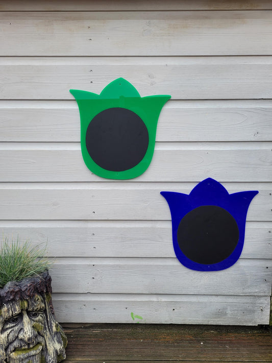 SET OF 4 TULIP SHAPED ACRYLIC CHALKBOARDS, (30CM/45CM/60CM)