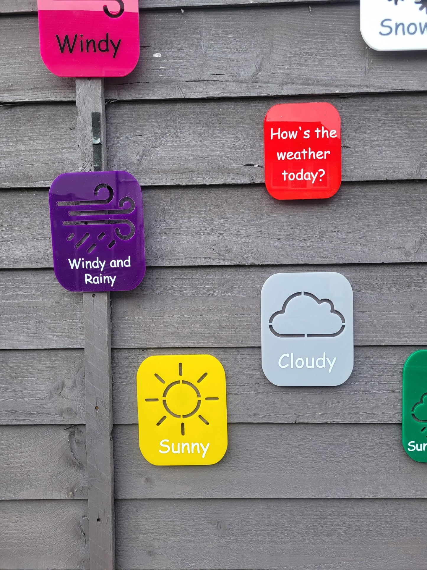 SET OF 10 WEATHER SYMBOLS, HOW IS THE WEATHER TODAY? OUTDOOR FLASHCARDS