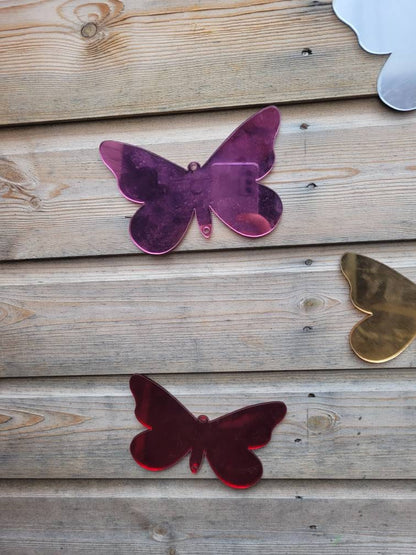 SET OF 8 COLOURED BUTTERFLY MIRRORS