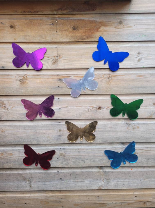 SET OF 8 COLOURED BUTTERFLY MIRRORS
