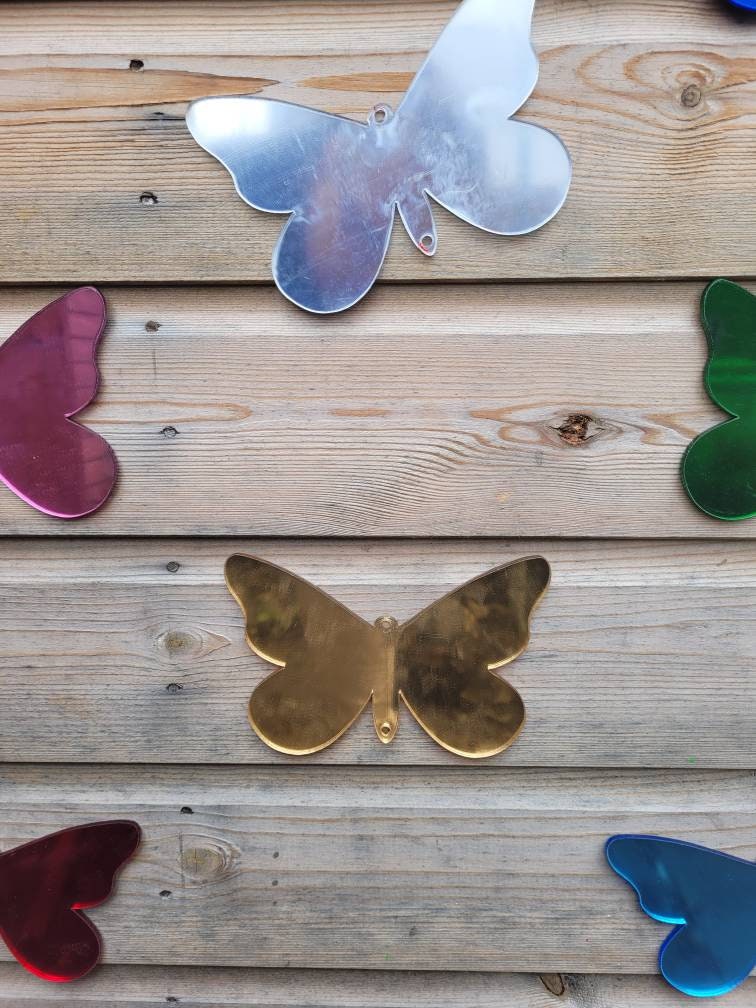SET OF 8 COLOURED BUTTERFLY MIRRORS