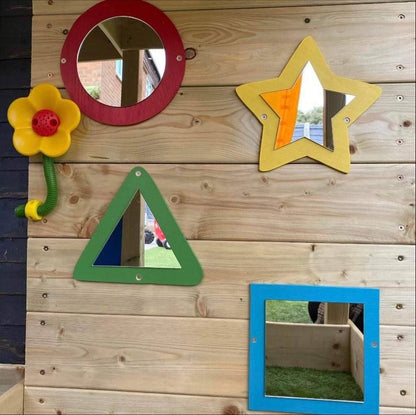 SET OF 4 ACRYLIC SHAPE MIRRORS, STAR, CIRCLE, TRIANGLE, SQUARE
