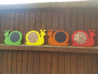 SET OF 2 X MIRROR AND 2 X CHALKBOARD SNAILS (30CMs)