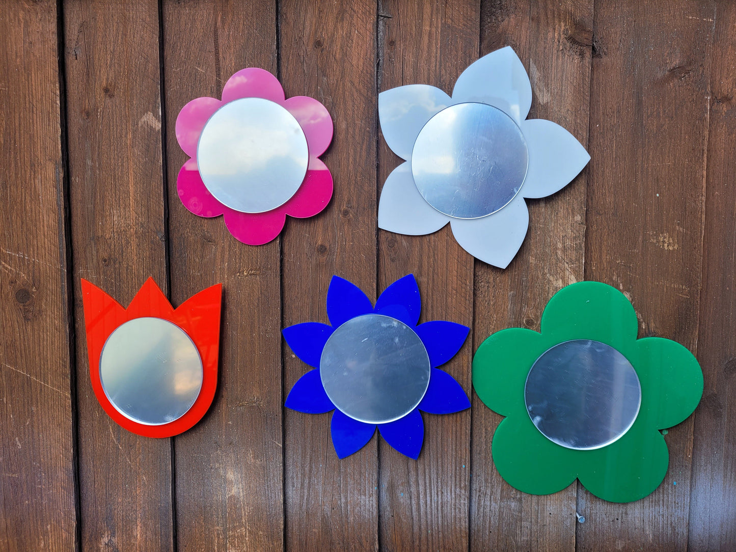 SET OF 15CM FLOWER SENSORY MIRRORS (MIXED SHAPES)