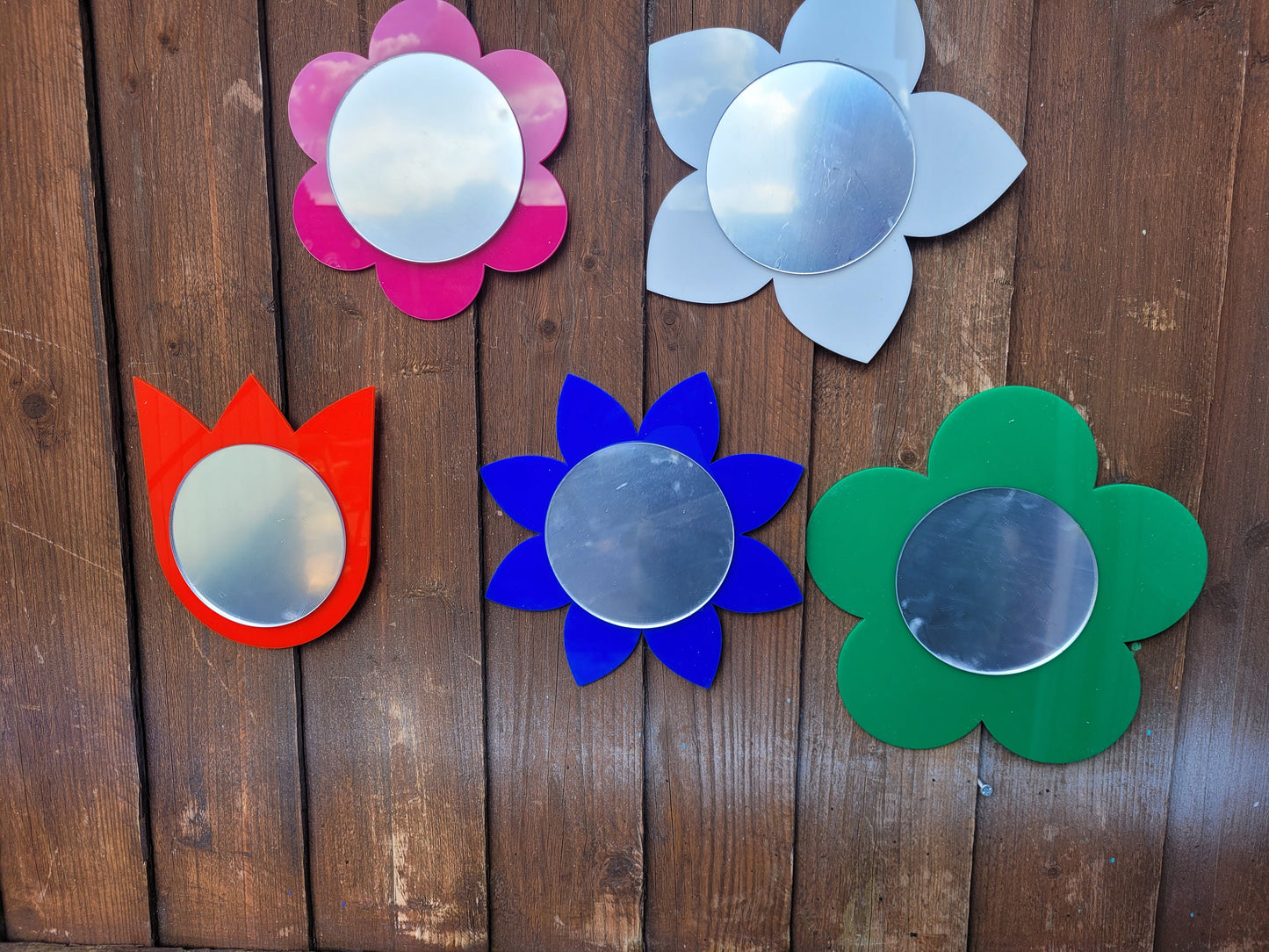 SET OF 15CM FLOWER SENSORY MIRRORS (MIXED SHAPES)
