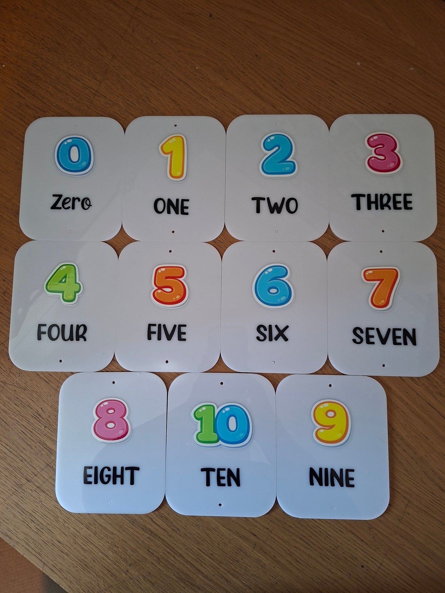 SET OF NUMBER CARDS 0-10 (11 total) 15X12CM PLAQUES
