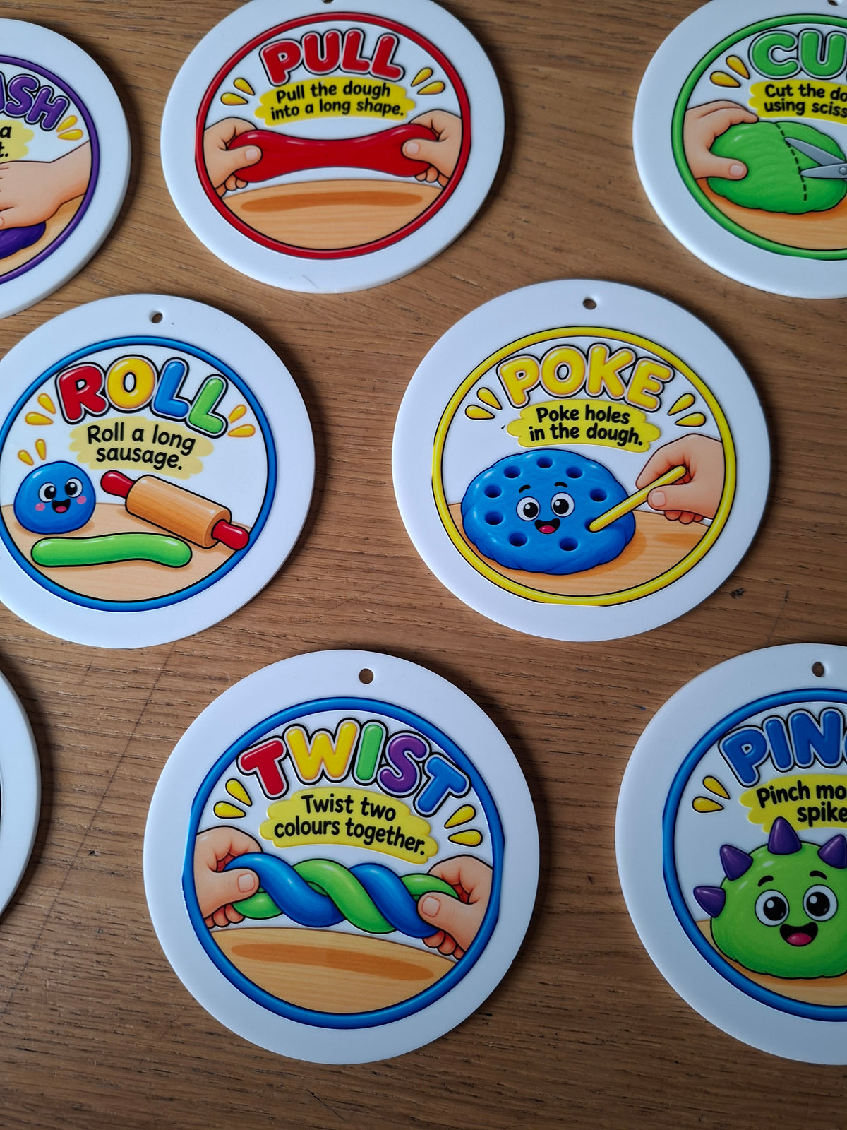 SET OF 8 PLAY DOUGH PROMPT FLASHCARDS ACRYLIC (10CM)