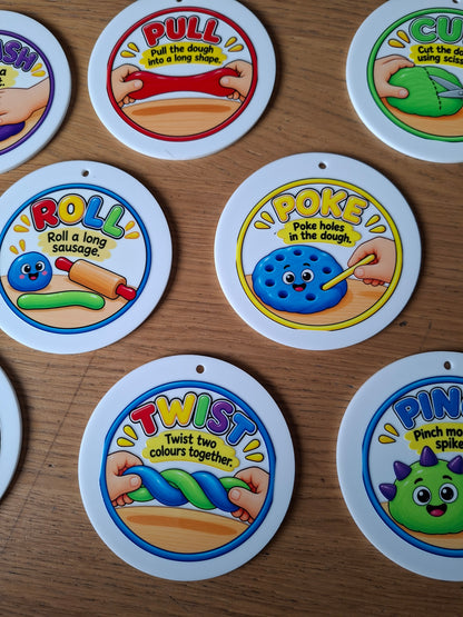 SET OF 8 PLAY DOUGH PROMPT FLASHCARDS ACRYLIC (10CM)