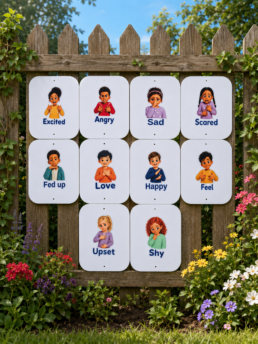 BSL, BRITISH SIGN LANGUAGE, EMOTION CARDS, SET OF 10 (12X15CM)