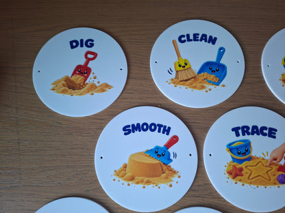 SET OF 15 SAND PLAY ACRYLIC SIGNS, 15CM