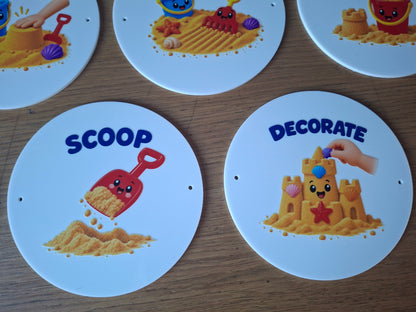 SET OF 15 SAND PLAY ACRYLIC SIGNS, 15CM