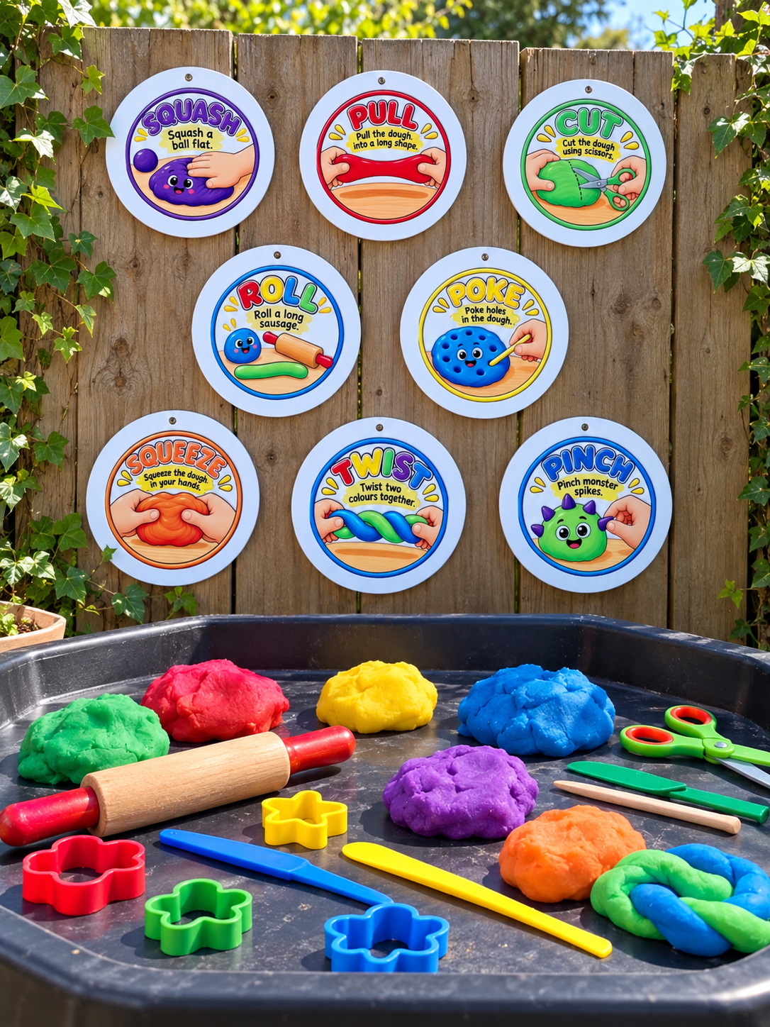 SET OF 8 PLAY DOUGH PROMPT FLASHCARDS ACRYLIC (10CM)