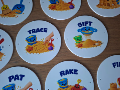 SET OF 15 SAND PLAY ACRYLIC SIGNS, 15CM