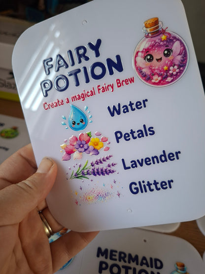 SET OF 8 WATER PLAY POTION CARDS, ACRYLIC (15X12CM)