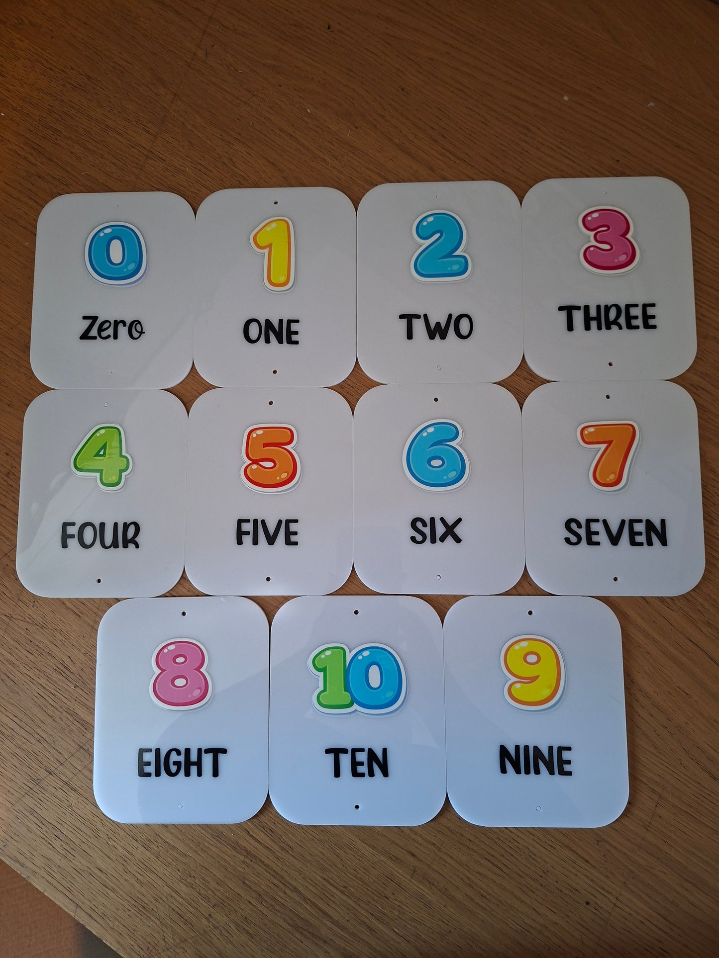SET OF NUMBER CARDS 0-10 (11 total) 15X12CM PLAQUES