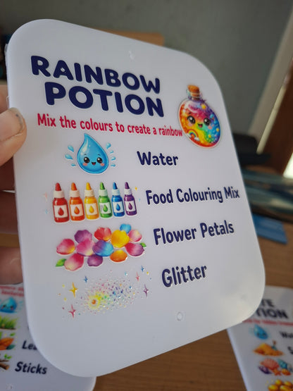 SET OF 8 WATER PLAY POTION CARDS, ACRYLIC (15X12CM)