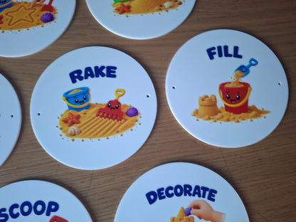 SET OF 15 SAND PLAY ACRYLIC SIGNS, 15CM