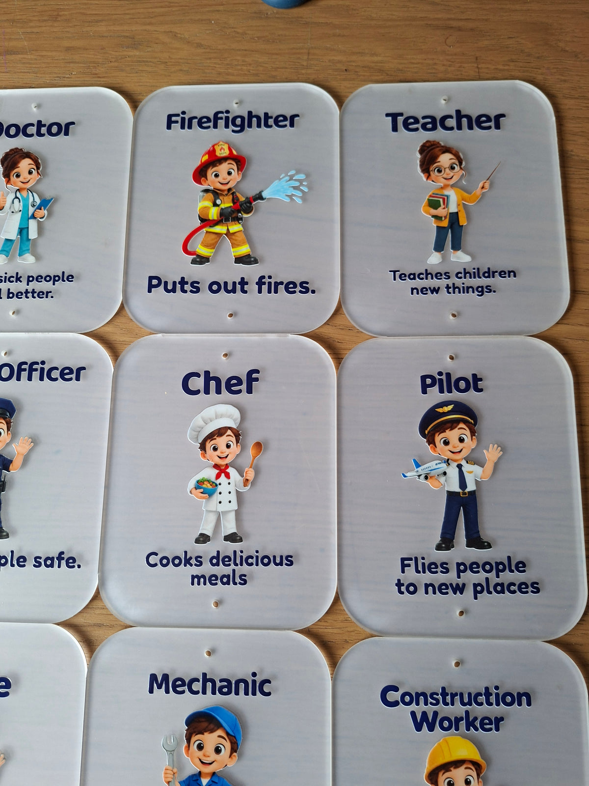SET OF 15 PROFESSIONALS, HEROES, I WANT TO BE, ACRYLIC SIGNS (12X15CM), UV PRINTED