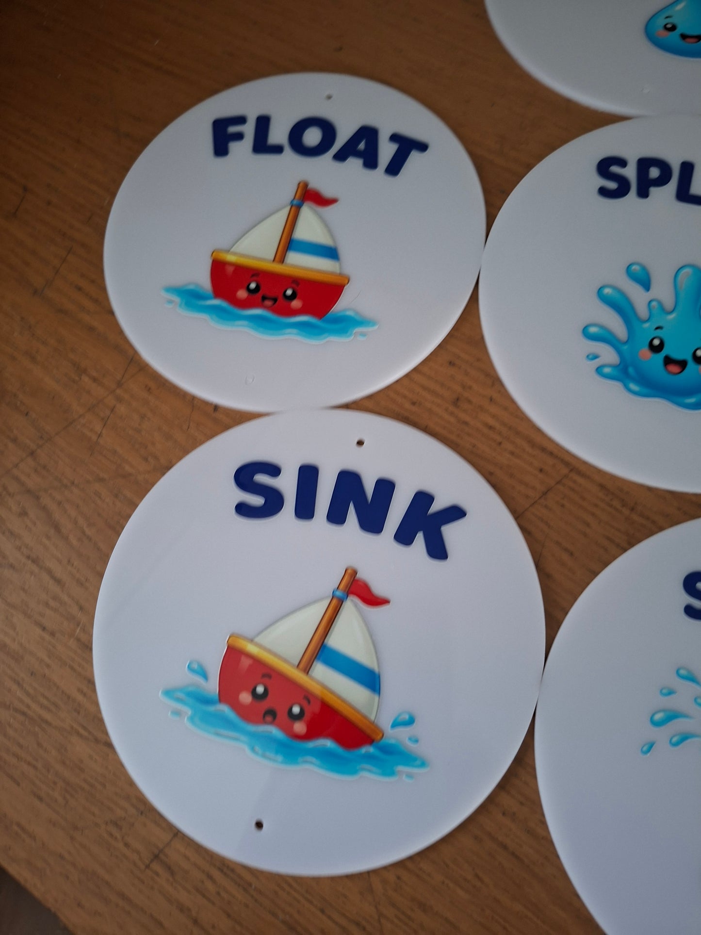 SET OF 10 WATER PLAY SIGNS, 15CM DISCS, UV PRINTED