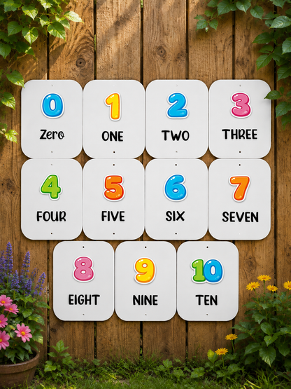SET OF NUMBER CARDS 0-10 (11 total) 15X12CM PLAQUES