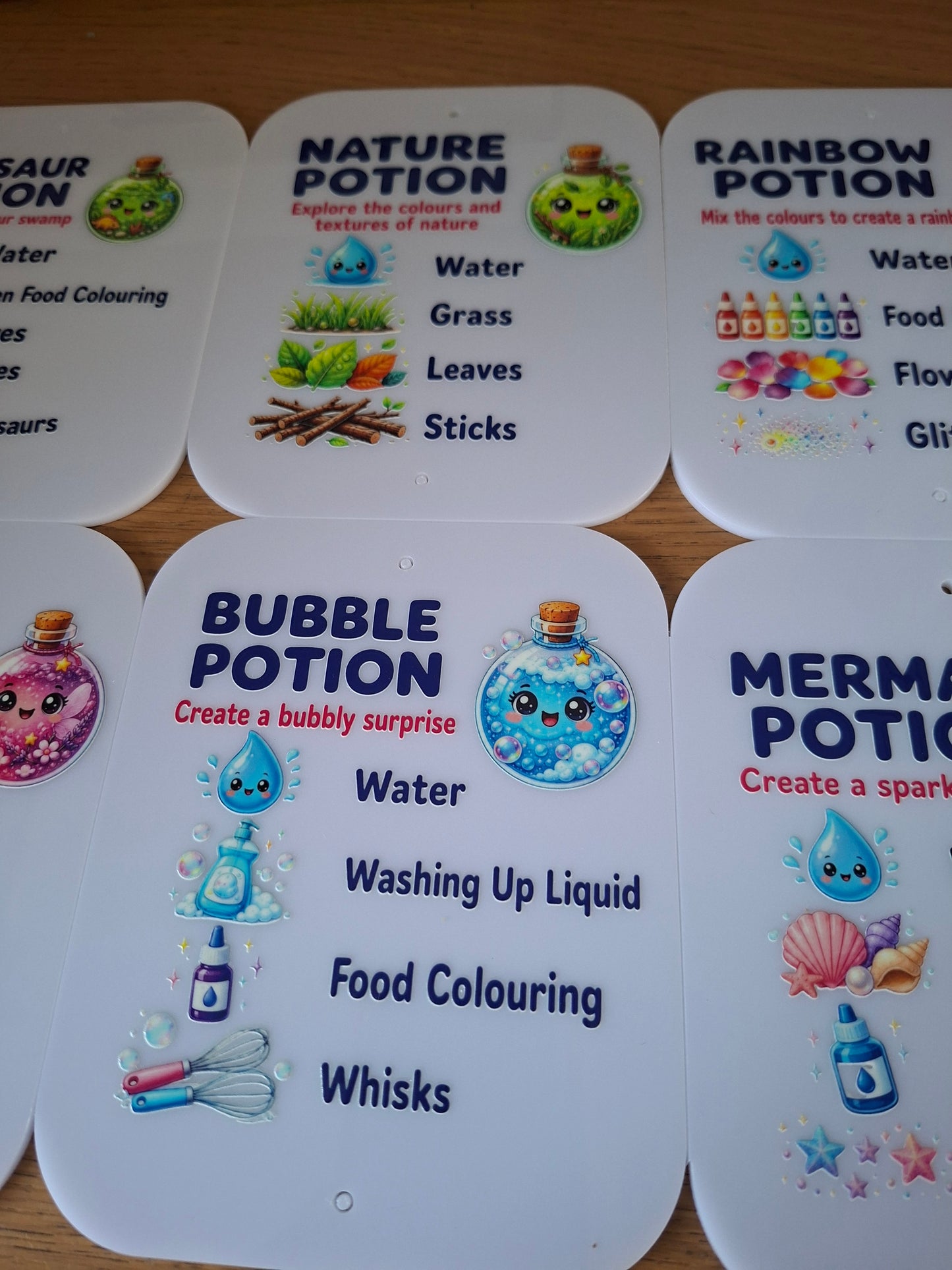 SET OF 8 WATER PLAY POTION CARDS, ACRYLIC (15X12CM)