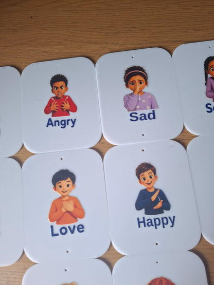 BSL, BRITISH SIGN LANGUAGE, EMOTION CARDS, SET OF 10 (12X15CM)