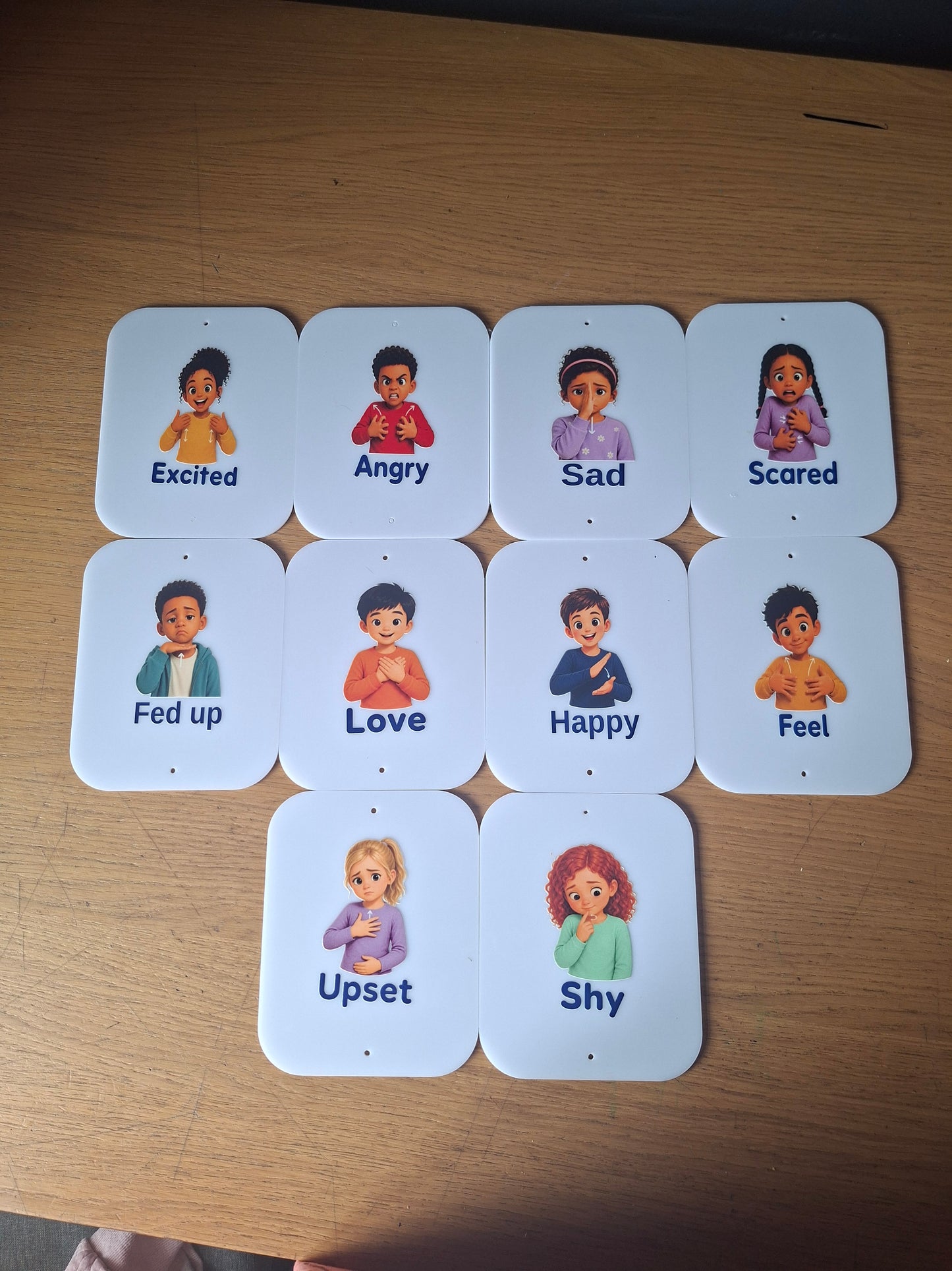 BSL, BRITISH SIGN LANGUAGE, EMOTION CARDS, SET OF 10 (12X15CM)