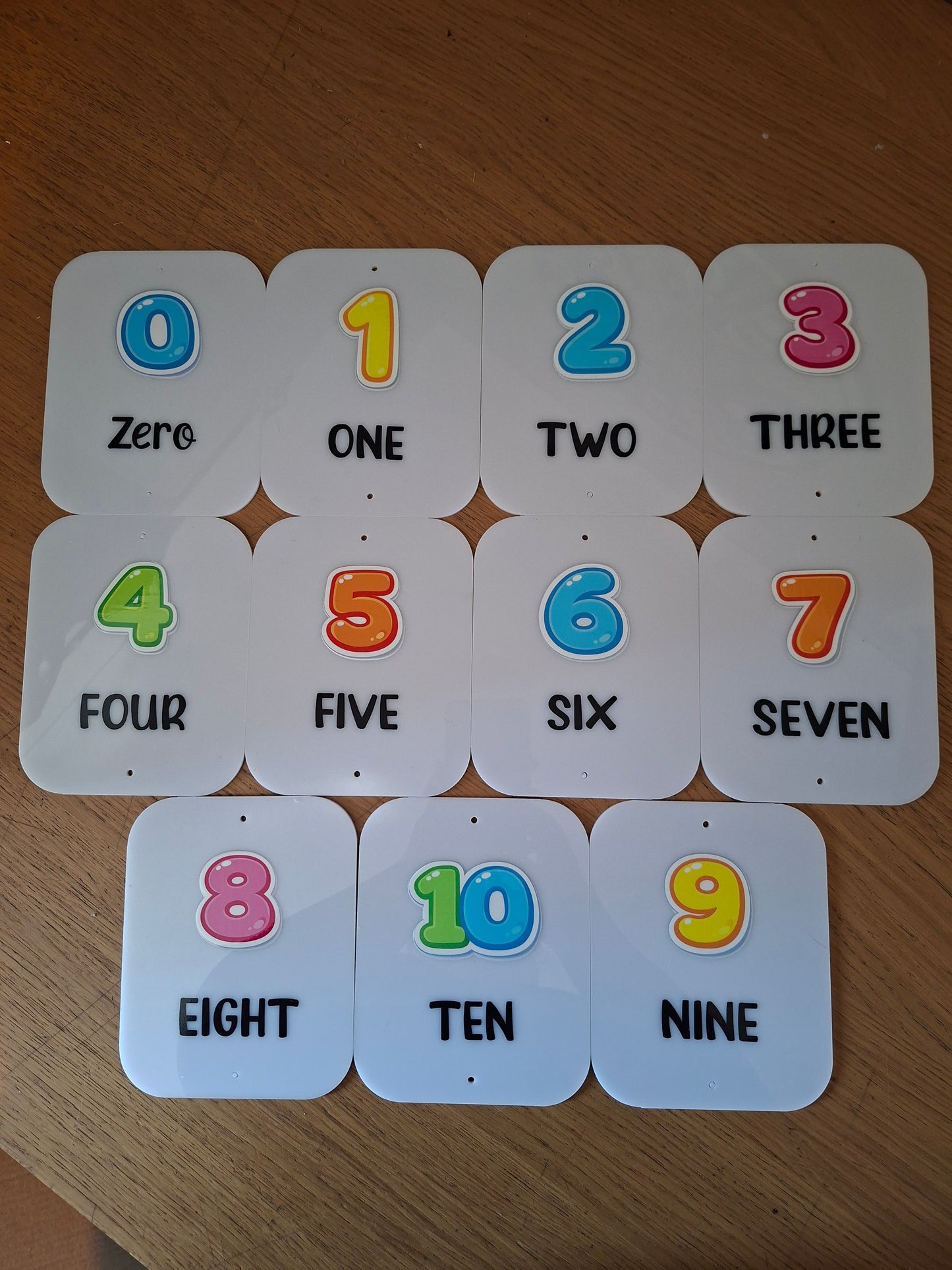 SET OF NUMBER CARDS 0-10 (11 total) 15X12CM PLAQUES