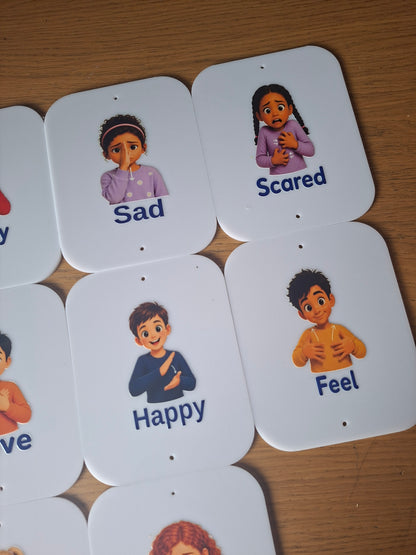 BSL, BRITISH SIGN LANGUAGE, EMOTION CARDS, SET OF 10 (12X15CM)