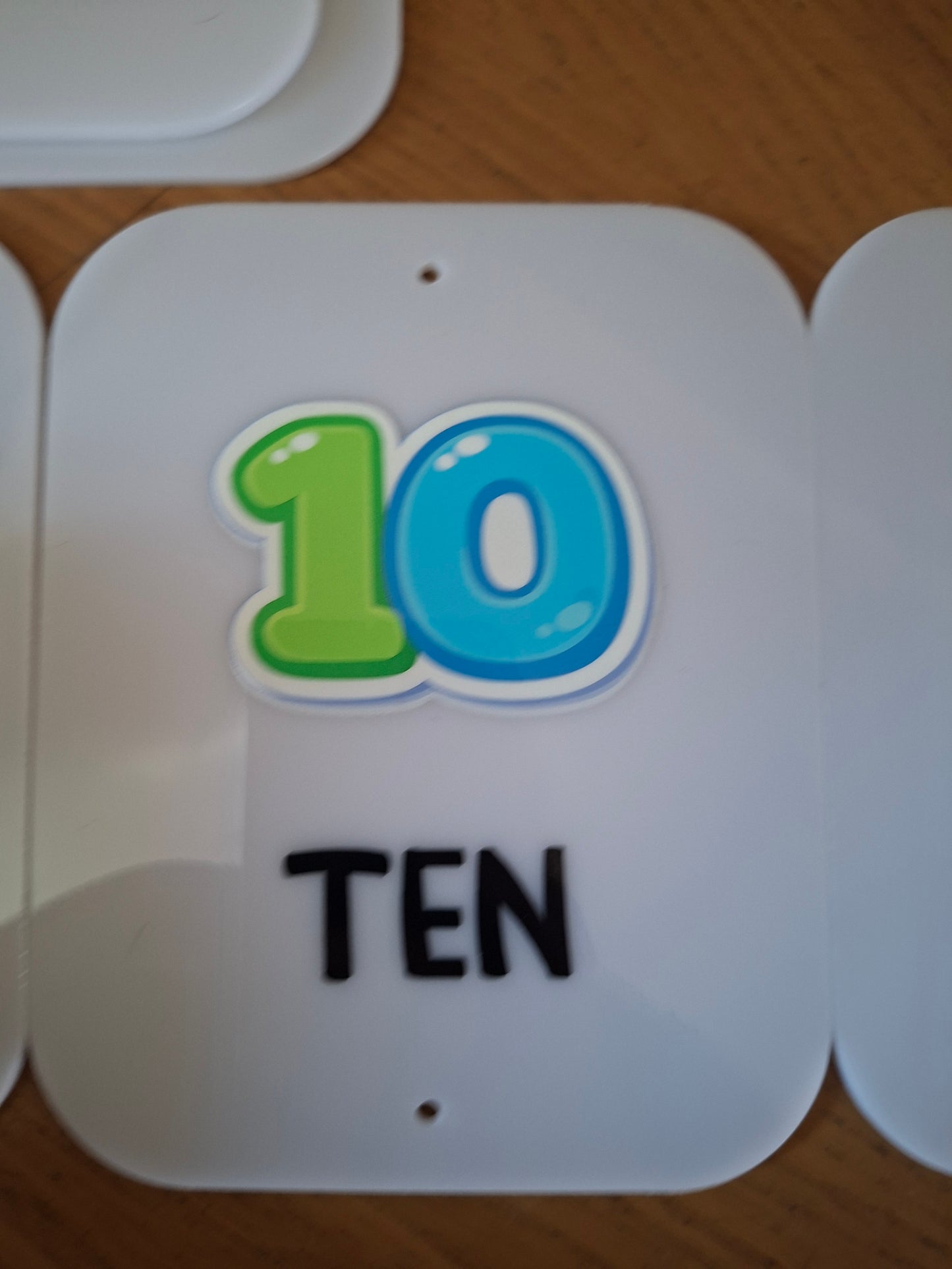 SET OF NUMBER CARDS 0-10 (11 total) 15X12CM PLAQUES