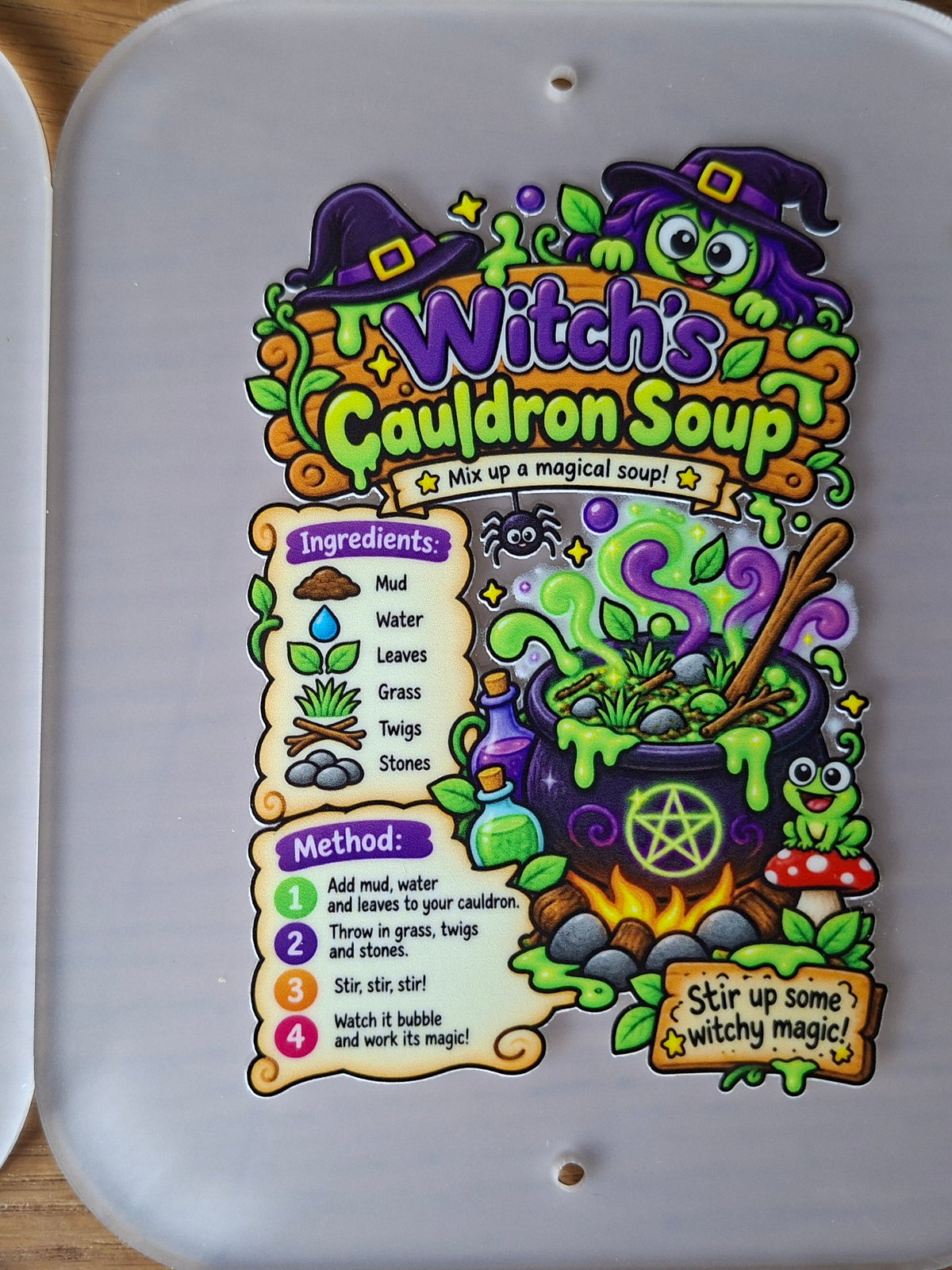 SET OF 8 HALLOWEEN MUD KITCHEN RECIPE CARDS, ACRYLIC (15X12CM)