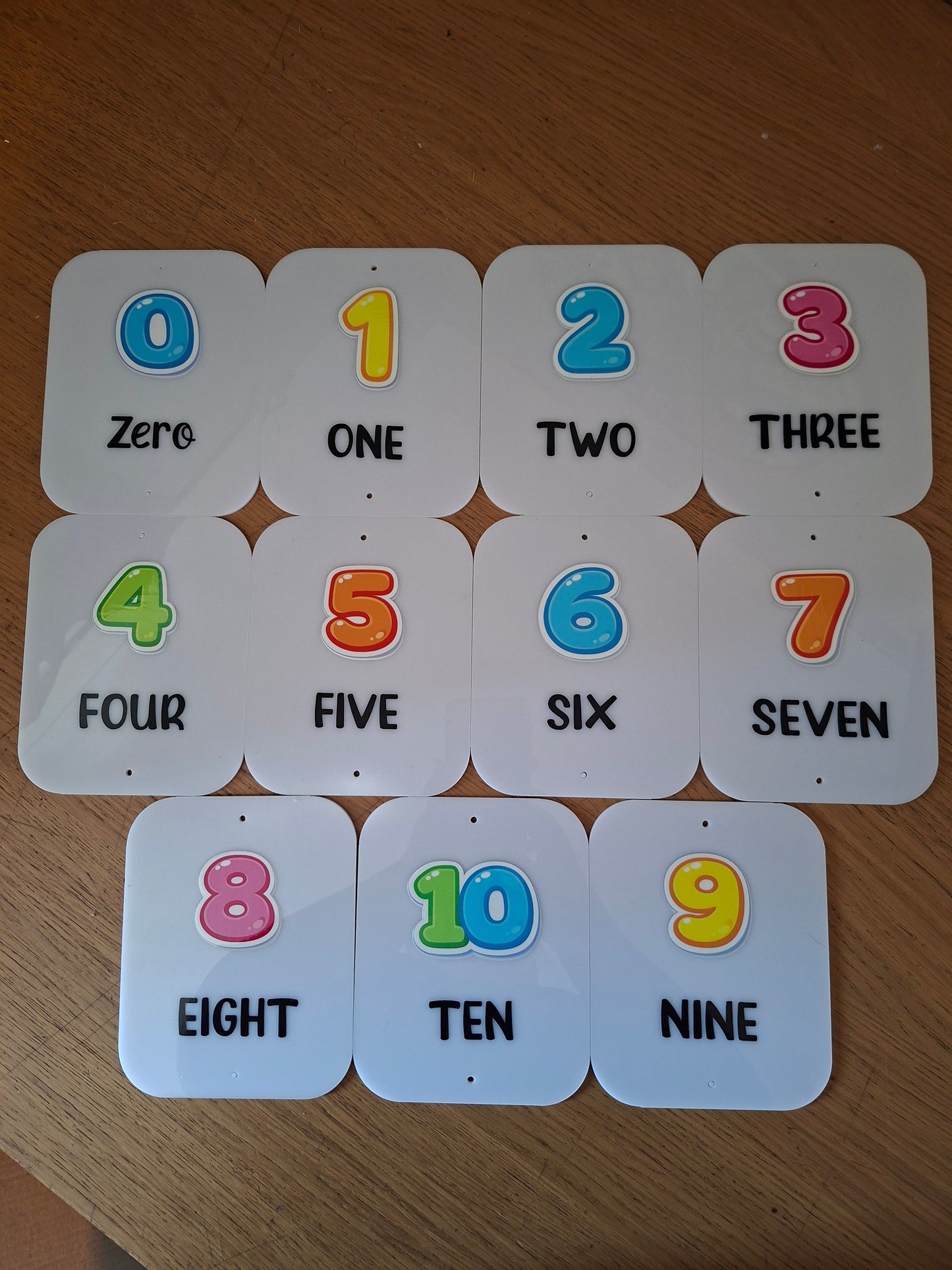 SET OF NUMBER CARDS 0-10 (11 total) 15X12CM PLAQUES