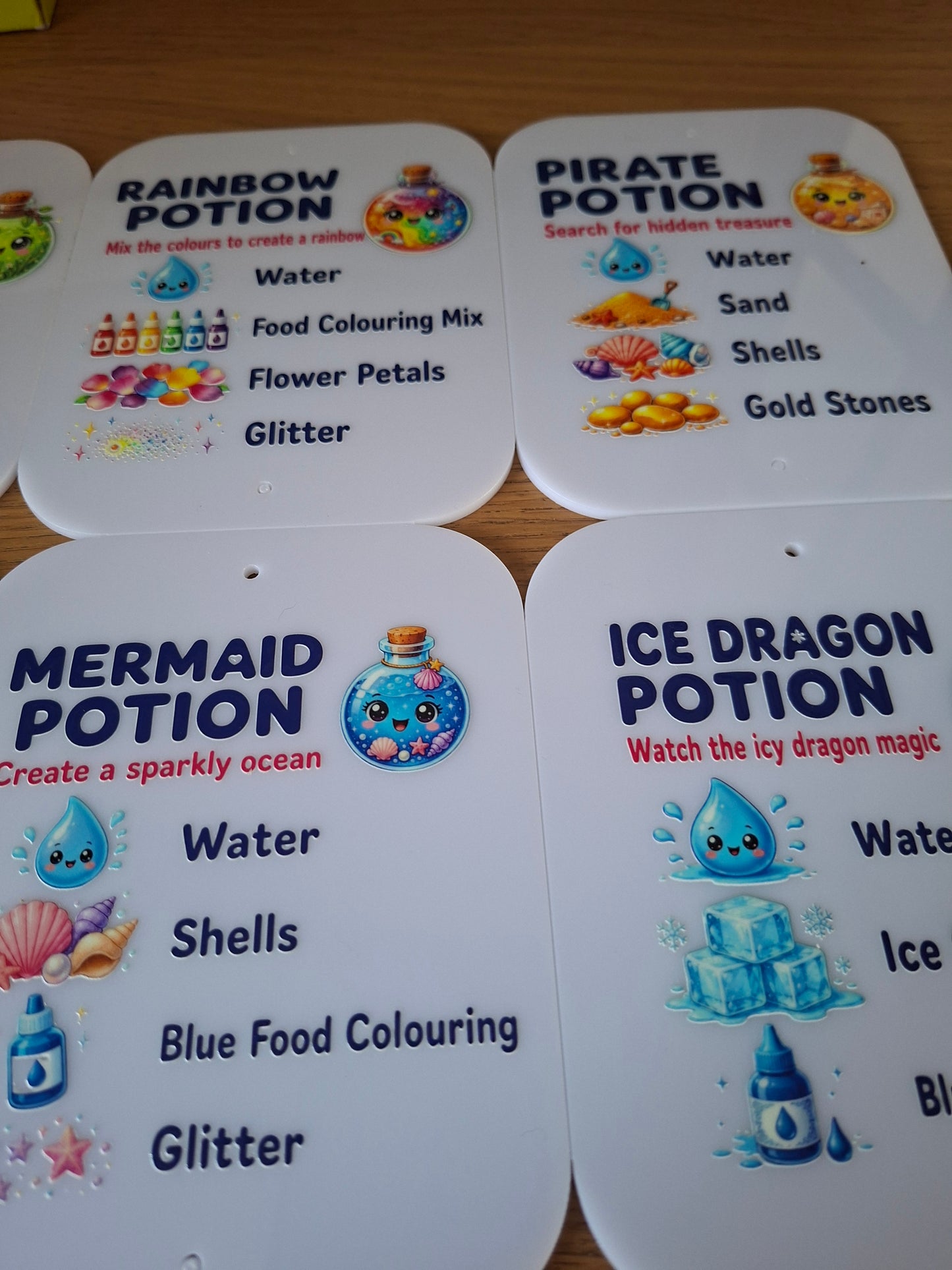 SET OF 8 WATER PLAY POTION CARDS, ACRYLIC (15X12CM)