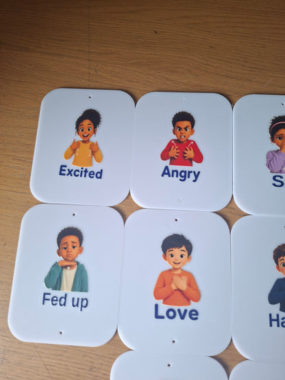 BSL, BRITISH SIGN LANGUAGE, EMOTION CARDS, SET OF 10 (12X15CM)