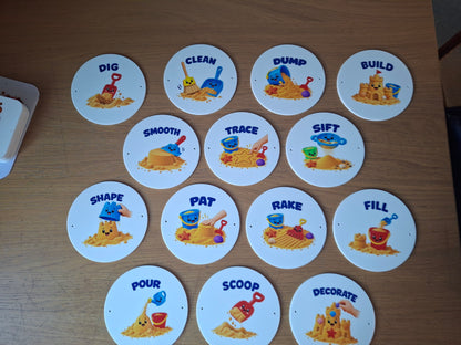 SET OF 15 SAND PLAY ACRYLIC SIGNS, 15CM